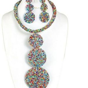 Maasai Bead Circle-Drop Necklace Set